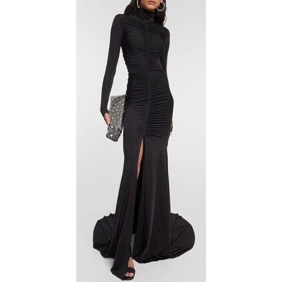 ALEX PERRY Garner mockneck ruched gown in black NWT Size US 6 - Picture 2 of 8